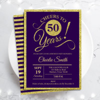 50th Birthday Party - Gold Purple ANY AGE