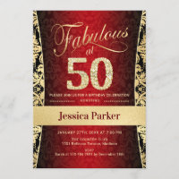 50th Birthday Party - Gold Red Black