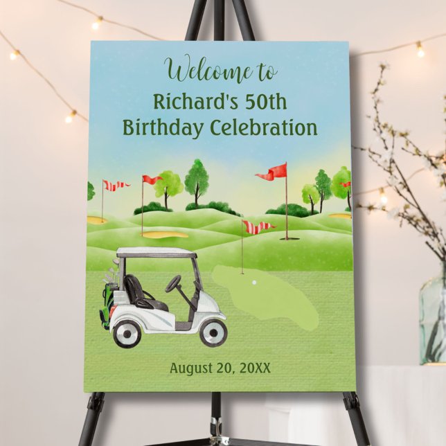 50th Birthday Party Golf Guy Photo Welcome   Foam Board (Creator Uploaded)