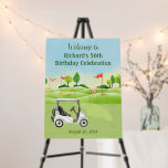 50th Birthday Party Golf Guy Welcome   Foam Board<br><div class="desc">This festive and colorful Birthday Party Welcome foam board features a Golf theme and it's perfect for a Golfer. It features a Golf Cart with Golf Clubs on a Golf Course, Much to personalize to make appropriate for your own event. Any design questions, just send a chat and we'll be...</div>
