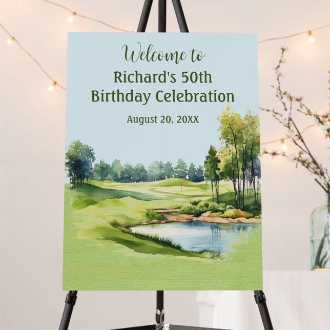 50th Birthday Party Golf Men's Welcome   Foam Board (Creator Uploaded)