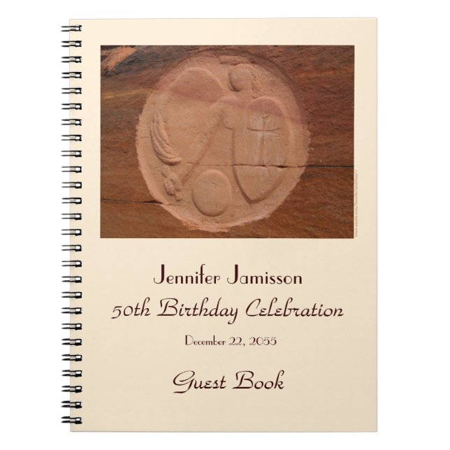 50th Birthday Party Guest Book, Angel in the Rocks Notebook (Front)