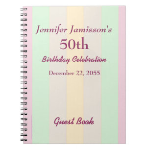 50th Birthday Party Guest Book Pastel Notebook