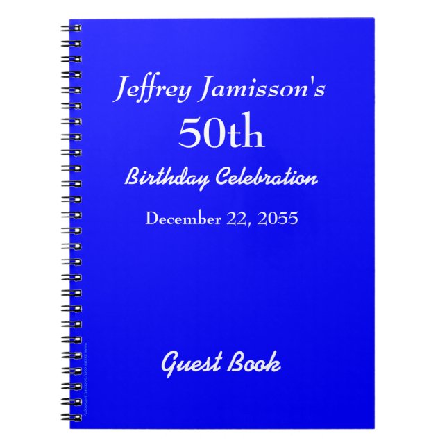 50th Birthday Party Guest Book Royal Blue (Front)