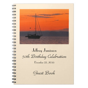 50th Birthday Party Guest Book, Sailboat at Sunset Notebook