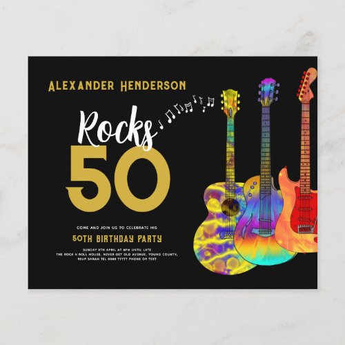 50th Birthday Party Guitars Rocks 50 Budget Flyer