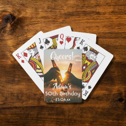 50th birthday party guys cheers beer playing cards