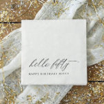 50th Birthday Party Hello 50 Modern Milestone Napkins<br><div class="desc">50th Birthday Napkins: Bring a polished look to a 50th birthday with paper napkins that highlight “hello fifty” in elegant calligraphy. The clean black and white design keeps the milestone feeling modern and timeless.</div>