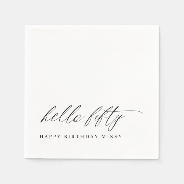50th Birthday Party Hello 50 Modern Milestone Napkins (Front)