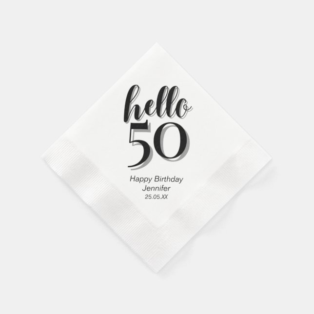 50th Birthday Party Hello 50 Napkins (Corner)