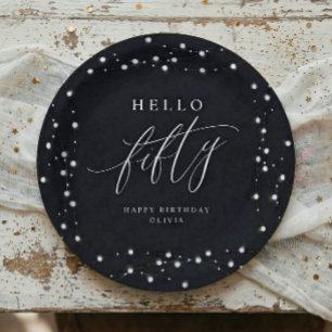 50th Birthday Party Hello Fifty Modern Fun Paper Plates