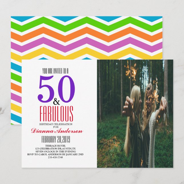 50th Birthday Party Invitation (Front/Back)