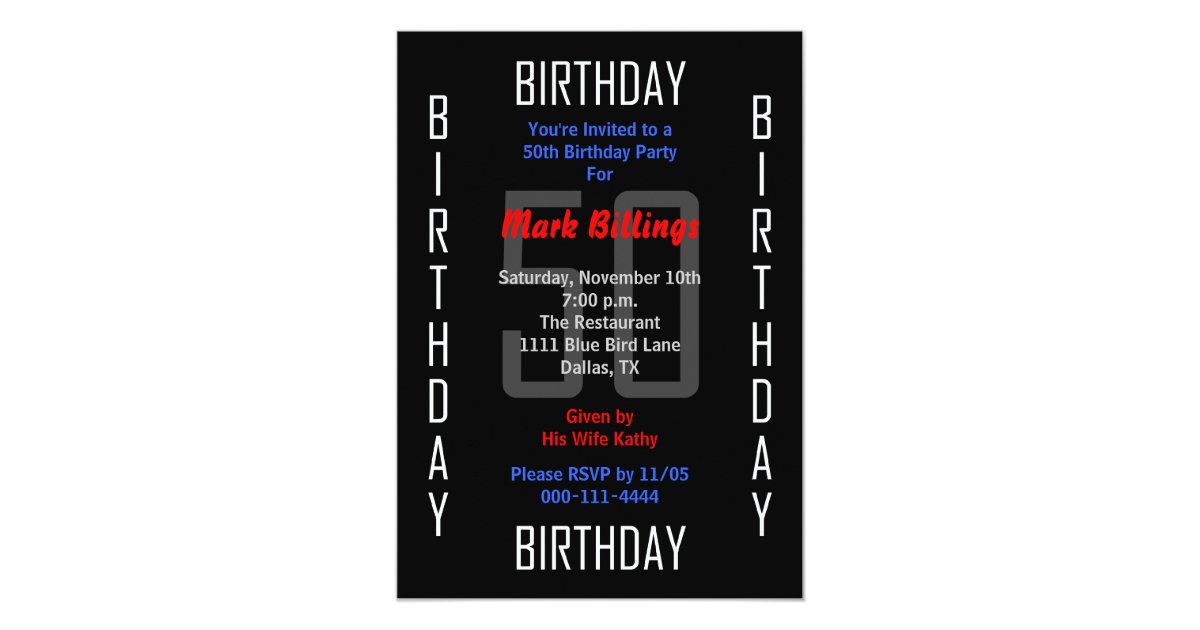 50th Birthday Party Invitation 50 | Zazzle.com