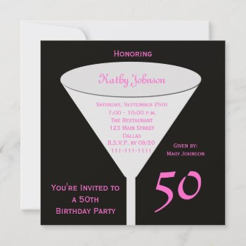 50th Birthday Party Invitation 50 In Pink by henishouseofpaper at Zazzle