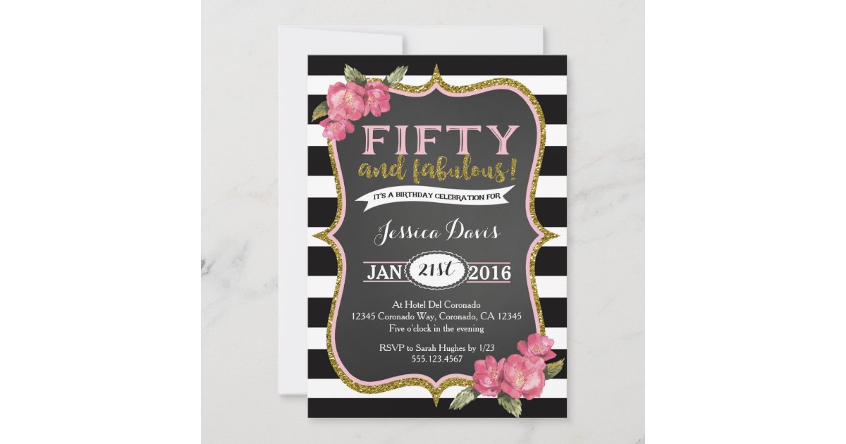 50th Birthday Party Invitation Adult Fifty Invite | Zazzle