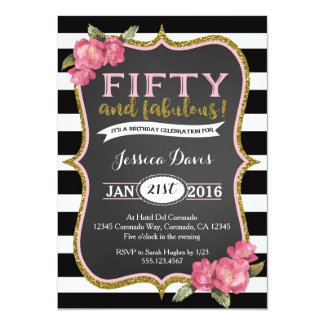 50th Birthday Party Invitation Adult Fifty Invite
