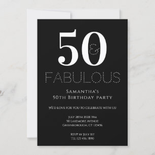 50th Birthday Party Invitation Black and White