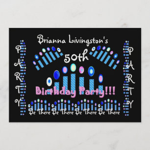 50th Birthday Party Invitation - Blue Candles