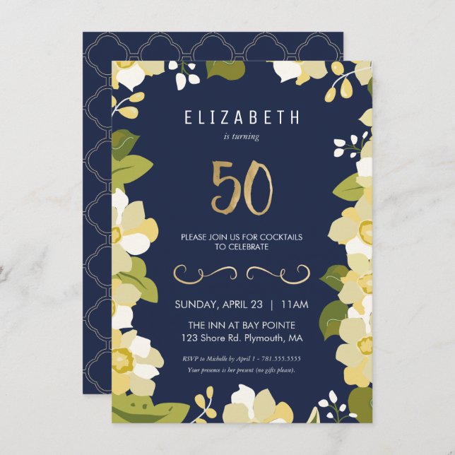 50th Birthday Party Invitation Customize- Fiftieth (Front/Back)