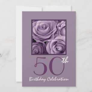 50th Birthday Party Invitation Lilac Purple Roses