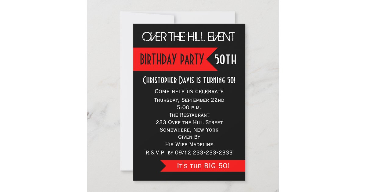 50th Birthday Party Invitation Over the Hill | Zazzle