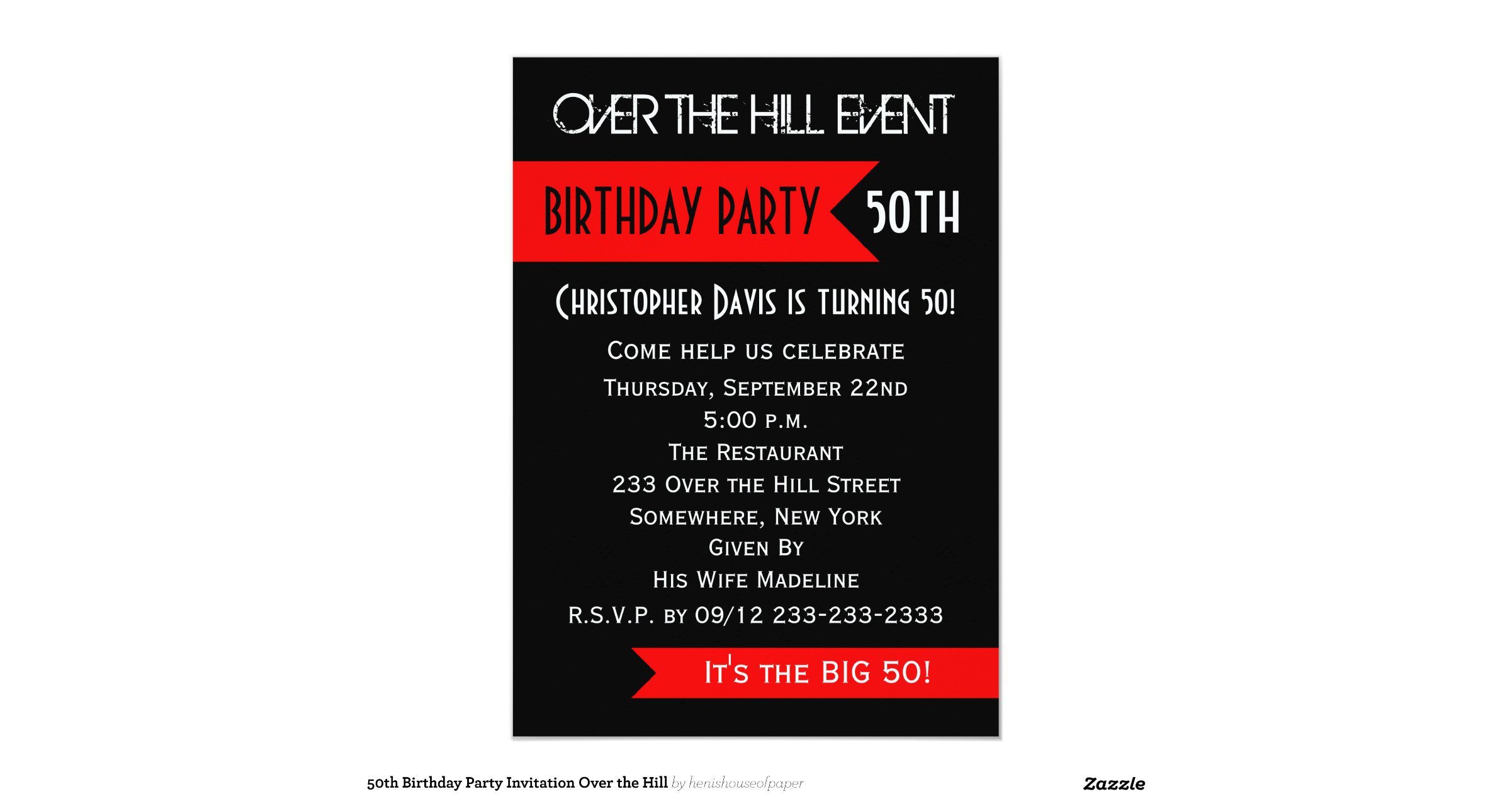 Over The Hill 50Th Birthday Invitations 4