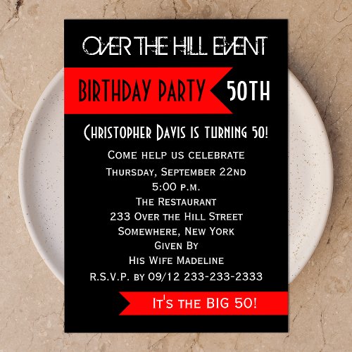 50th Birthday Party Invitation - Over the Hill