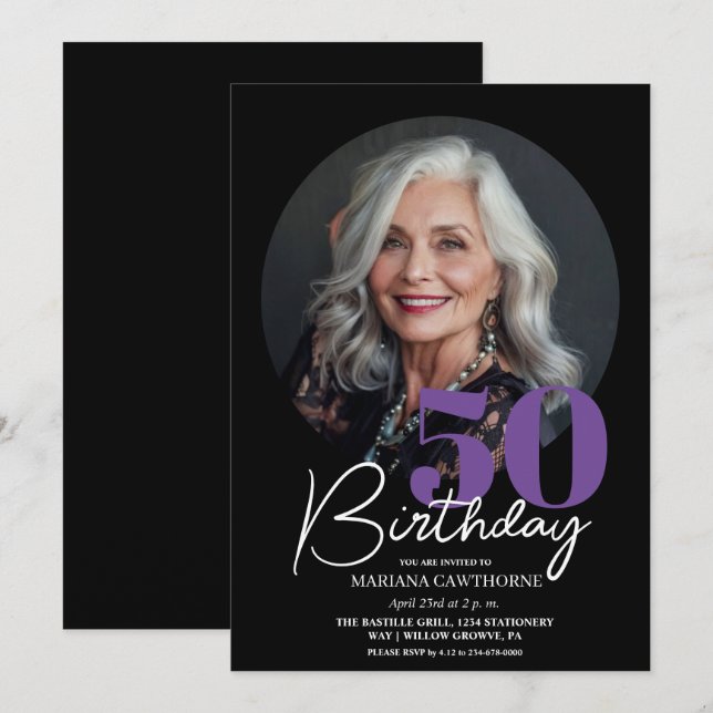50th Birthday Party Invitation Photo 50th Birthday (Front/Back)