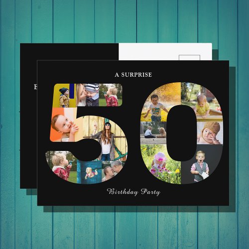 50th Birthday Party Invitation Photo Collage Postcard
