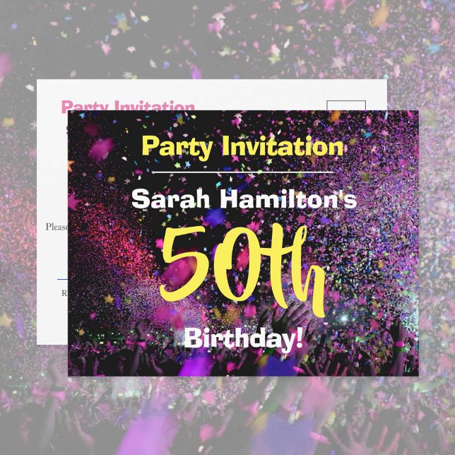 50th Birthday Party Invitation Postcard (Creator Uploaded)