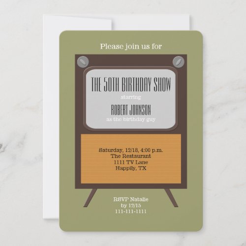 50th Birthday Party Invitation Vintage TV