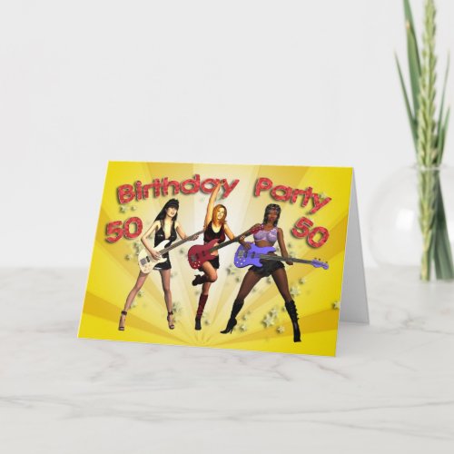 50th birthday party invitation with a girl band