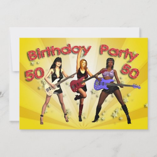 50th Birthday Party invitation with a girl band