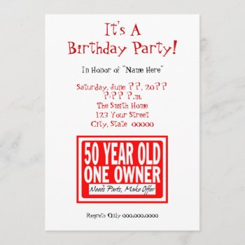 50th Birthday Party Invitations by FunnyFetish at Zazzle