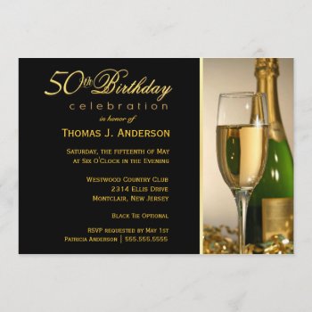 50th Birthday Party Invitations - Black Tie by SquirrelHugger at Zazzle