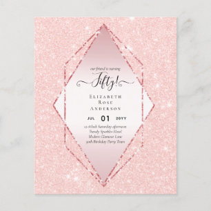 50th Birthday Party Invitations Glitter Glamor Flyer