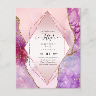 50th Birthday Party Invitations Glitter Glamor Flyer