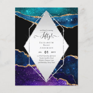 50th Birthday Party Invitations Glitter Glamor Flyer