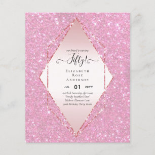 50th Birthday Party Invitations Glitter Glamor Flyer