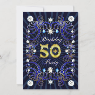 50th birthday party invite with masses of jewels