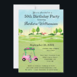 50th Birthday Party Lady Golfer Theme Invitation<br><div class="desc">This festive and colorful Fiftieth (50th) Birthday Party Invitation has a Golf theme and it's perfect for a Lady Golfer. It features a Golf Cart with Golf Clubs on a Golf Course, Much to personalize to make appropriate for your own event. We have all the ingredients to make it a...</div>