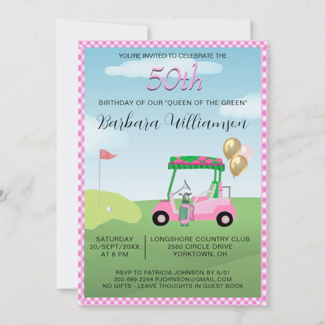 50th Birthday Party Lady Golfer Theme Invitation (Front)