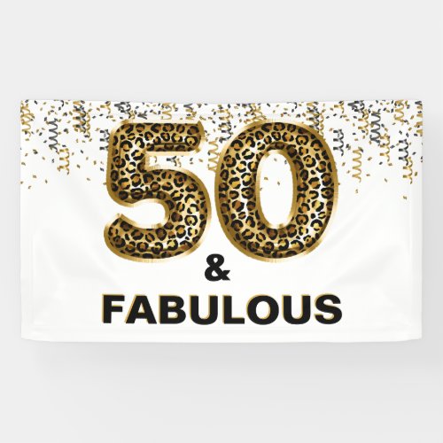 50th Birthday Party Leopard Print  Banner