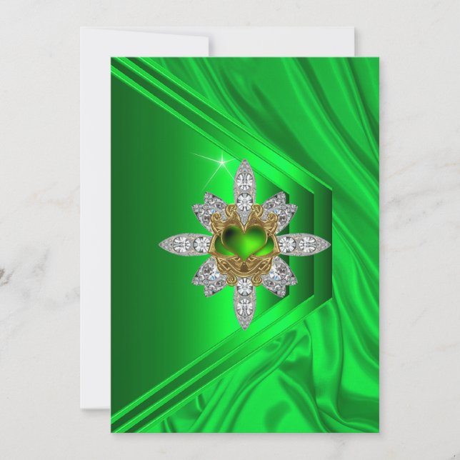 50th Birthday Party Lime Green Diamond Image Invitation (Front)