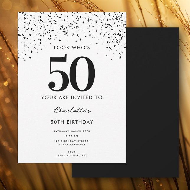 50th Birthday Party Look Who's 50 Modern  Invitation (50th Birthday Party Look Who's 40 Modern Invitation)