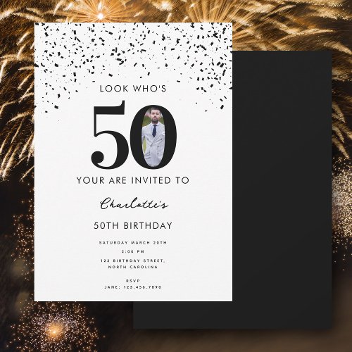 50th Birthday Party Look Whos 50 Modern Photo  Invitation