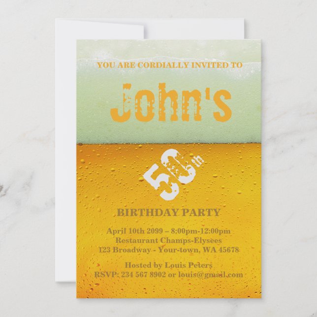 50th,Birthday Party Man,Invitation Fresh Beer Invitation (Front)