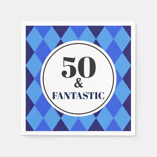 50th Birthday Party Mans Blue Napkins