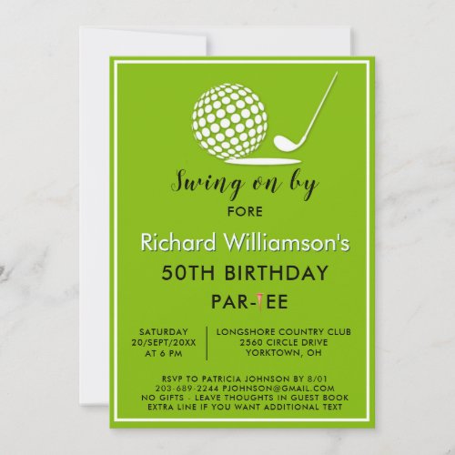 50th Birthday Party Men's Golf Theme Invitation