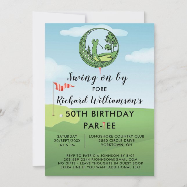 50th Birthday Party Men's Golf Theme  Invitation (Front)